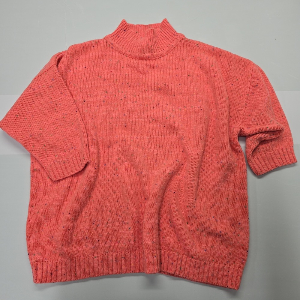 Venezia Sportswear Vintage XL Pink Confetti Speckled‎ Knit Mock Neck Sweater